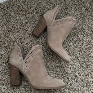 Tan Heeled Cutout Ankle Booties